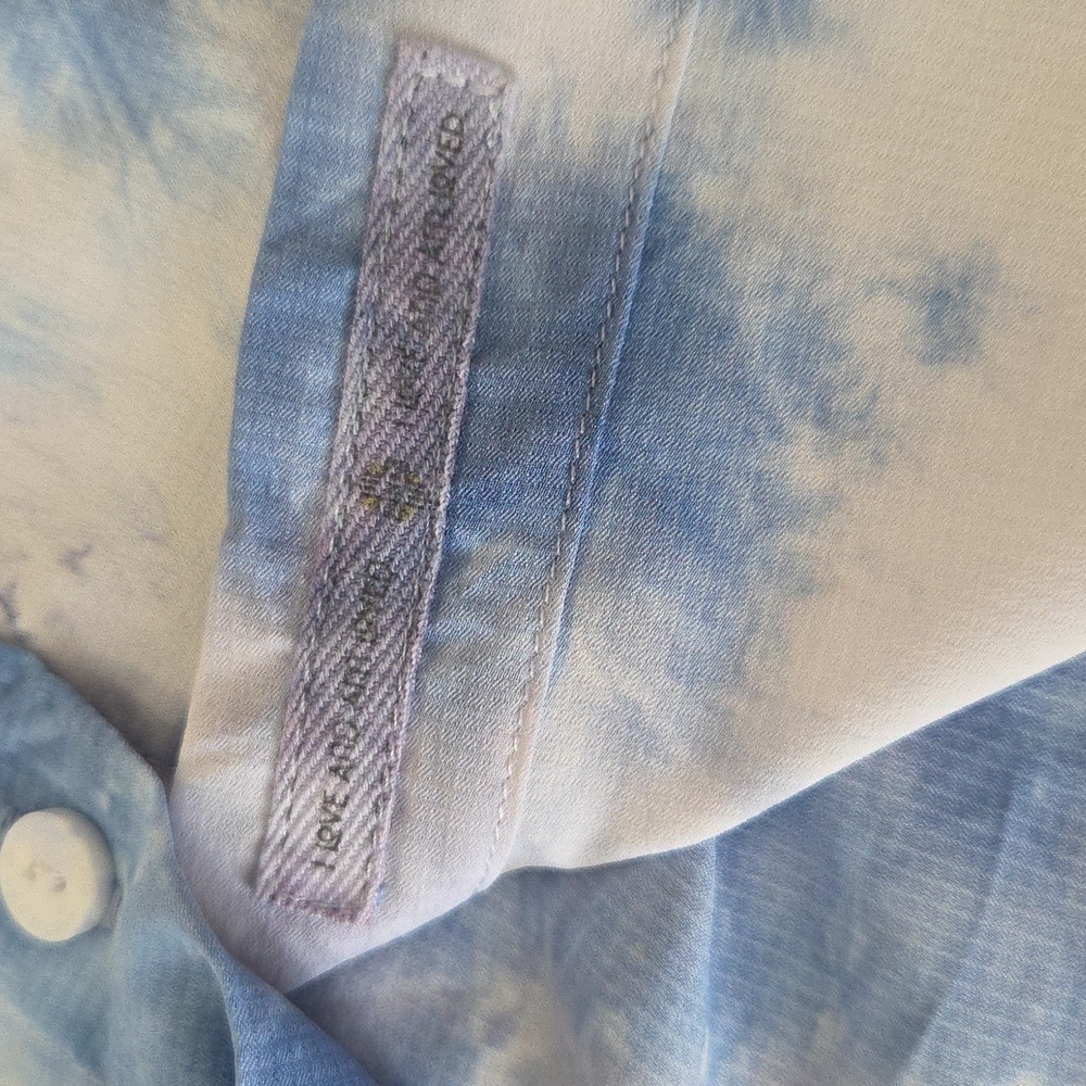 NEW! SUN50 Blue & White Tie-Dye Button-Up Beach Swim Cover Up Shirt Dress XS - Picture 5 of 11